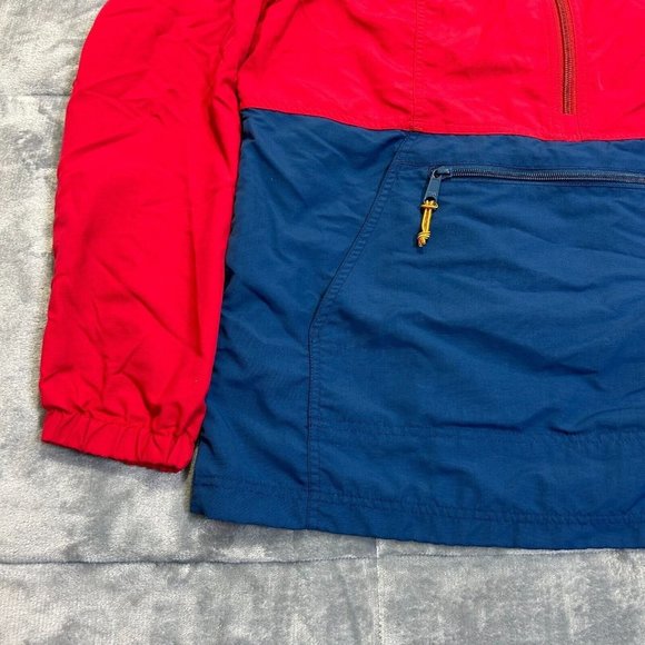 L.L. Bean Jacket Men's Sz M 1/2 Zip Windbreaker Hooded Anorak Red Blue - Picture 2 of 12